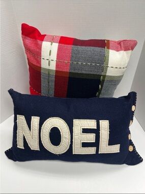 Threshold "NOEL" Holiday Accent Pillow set - Blue and Cream